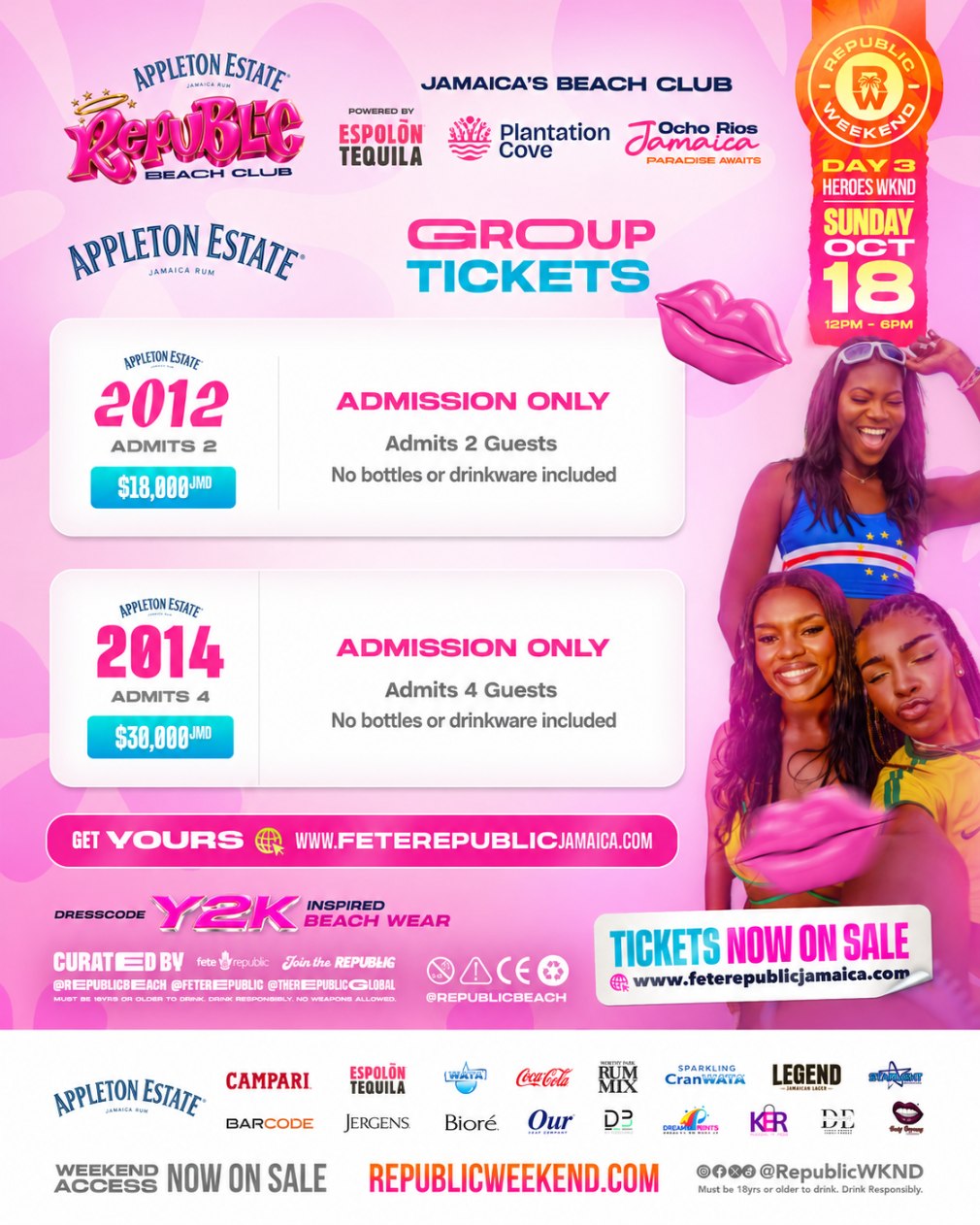 Appleton Republic - Group Republic Beach Club | Appleton Group Tickets | No Bottle | October 2026 - Image 1