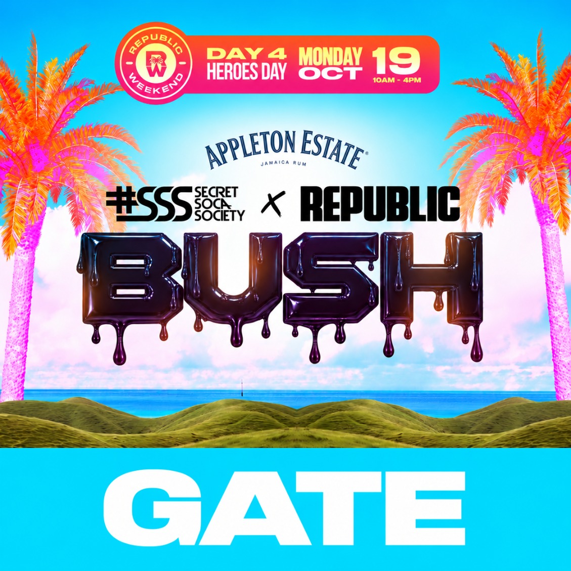 Neon Tropical Bush Festival Poster (1) SSS Republic Bush | Republic Weekend | GATE | October 2026 - Image 1
